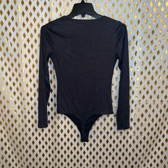 Express body contour body suit in metallic gunmetal twist front size S - Picture 6 of 8